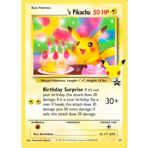 PIKACHU 24 25TH ANNIVERSARY PROMO